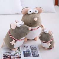 christmas stuffed grey mouse plush toys with scarf