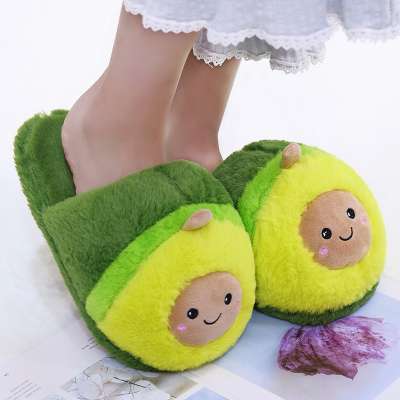 Original design decorative cartoon plush avocado slipper for home