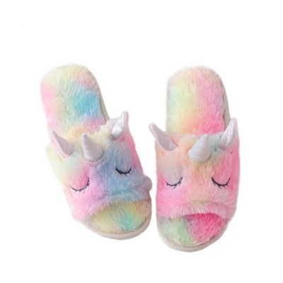 Winter Warm Cartoon  Unicorn Shoes Bedroom Unicorn Plush Slippers