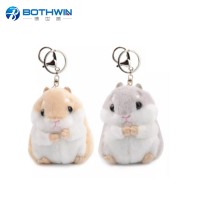 Custom 15cm plush stuffed hamster animal toy keychain